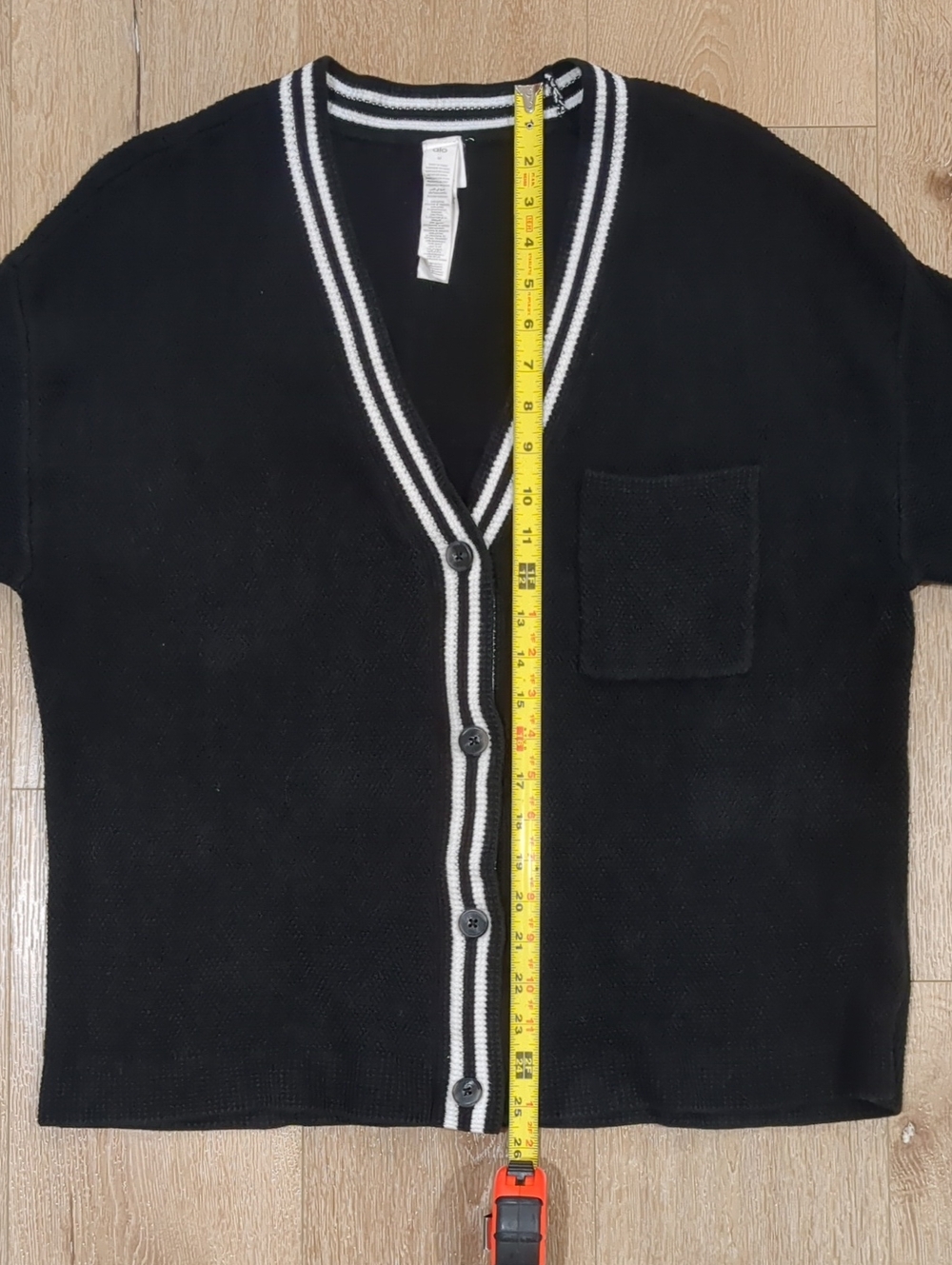 Alo Tennis Sweater Cardigan Black And Ivory Medium - Picture 7 of 9